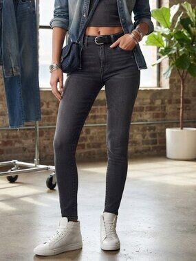 American Eagle Next Level Premium Gray Skinny Jeans Size 0 X-Long Y2Kcore